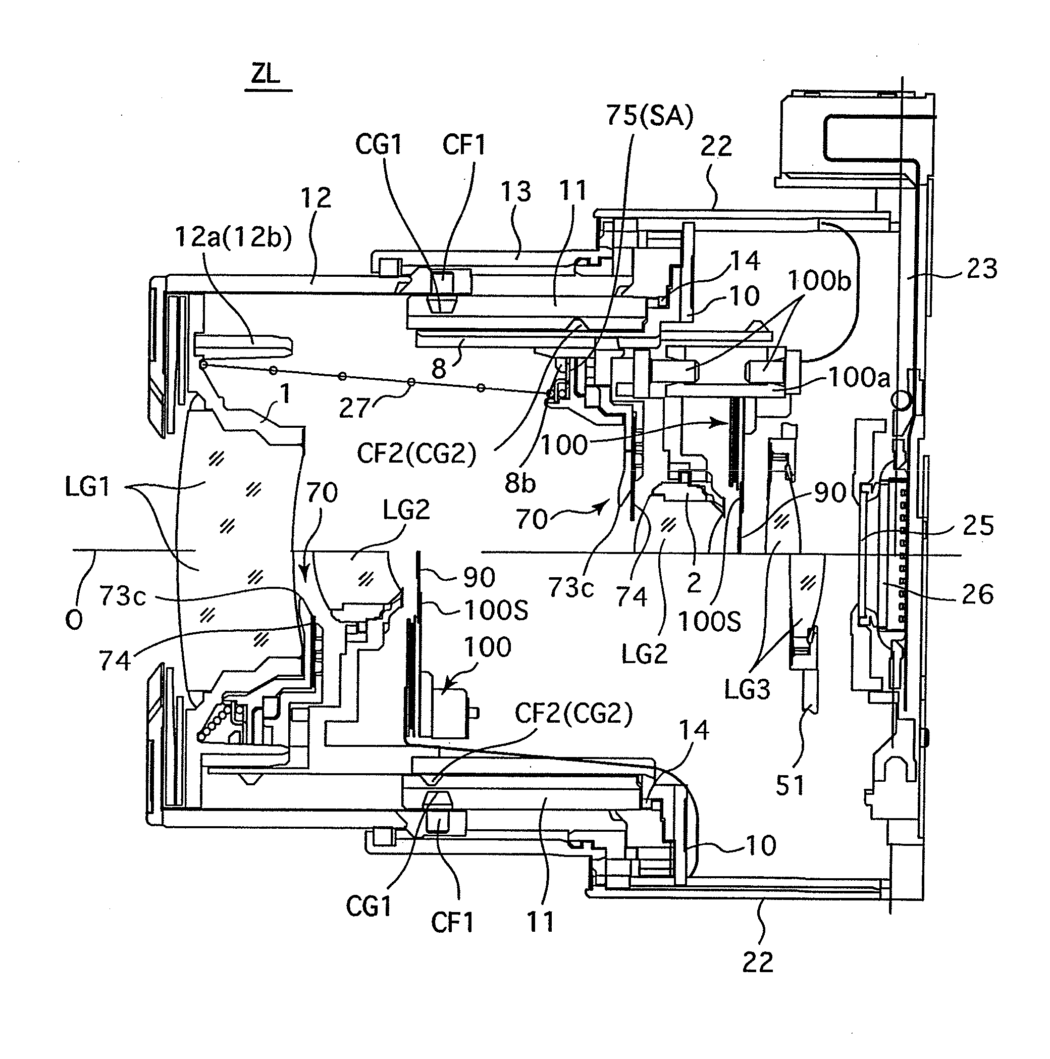 Retractable zoom lens having a variable aperture-stop mechanism