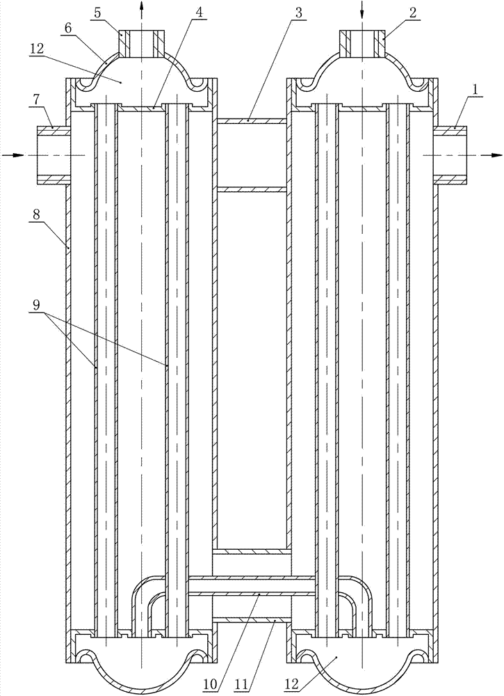 Multi-cold water pipe and multichannel heat absorption open-type communicating heat exchanger and manufacturing process thereof