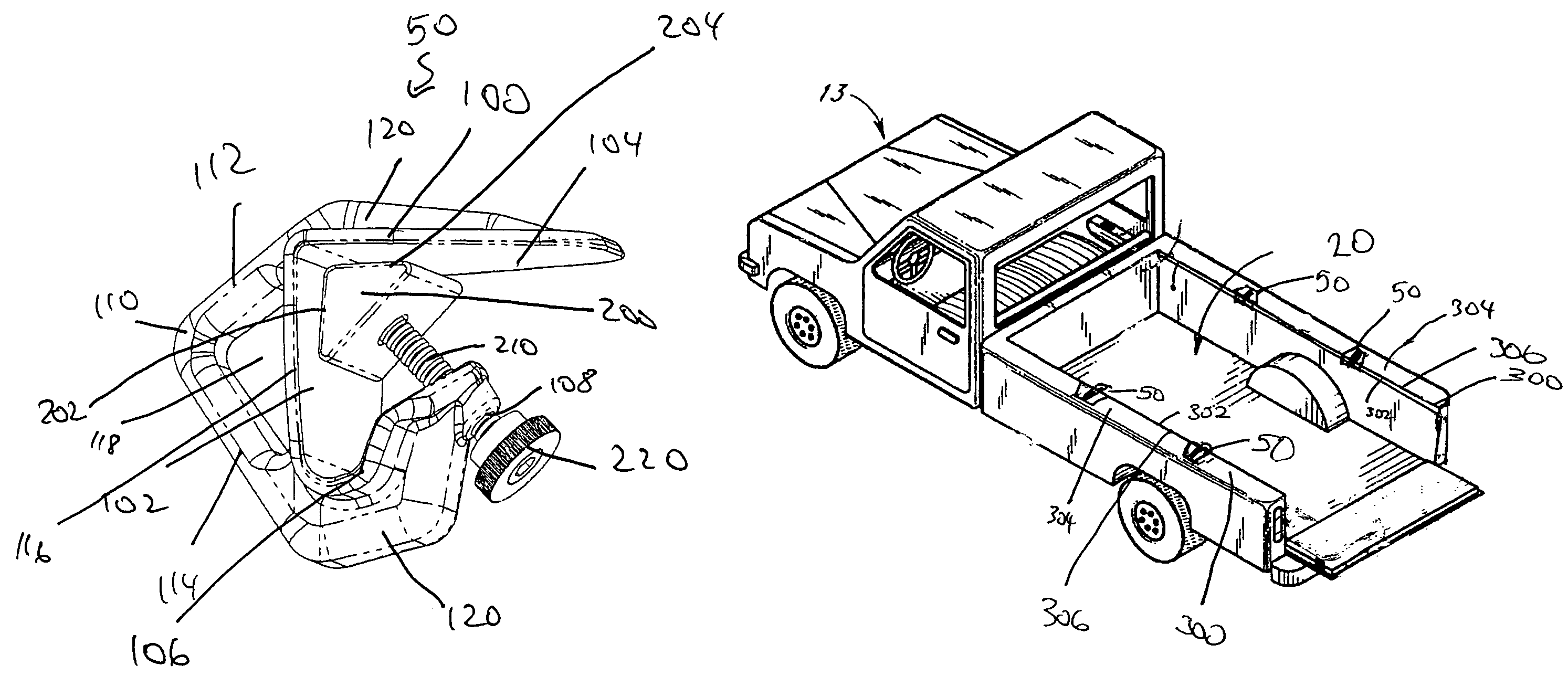 Vehicle bed tie down device