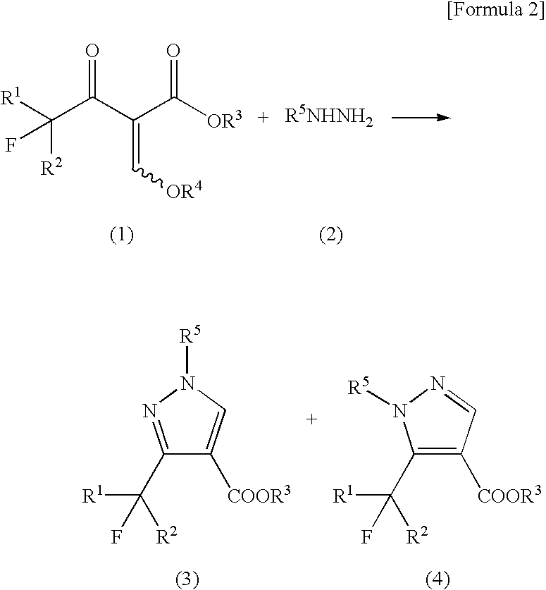 Process for producing 1-substituted-3-fluoroalkylpyrazole-4-carboxylate