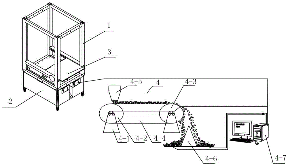 Automatic ore-drawing experimental device and experimental method that can adjust the inclination angle of the end wall of the working face