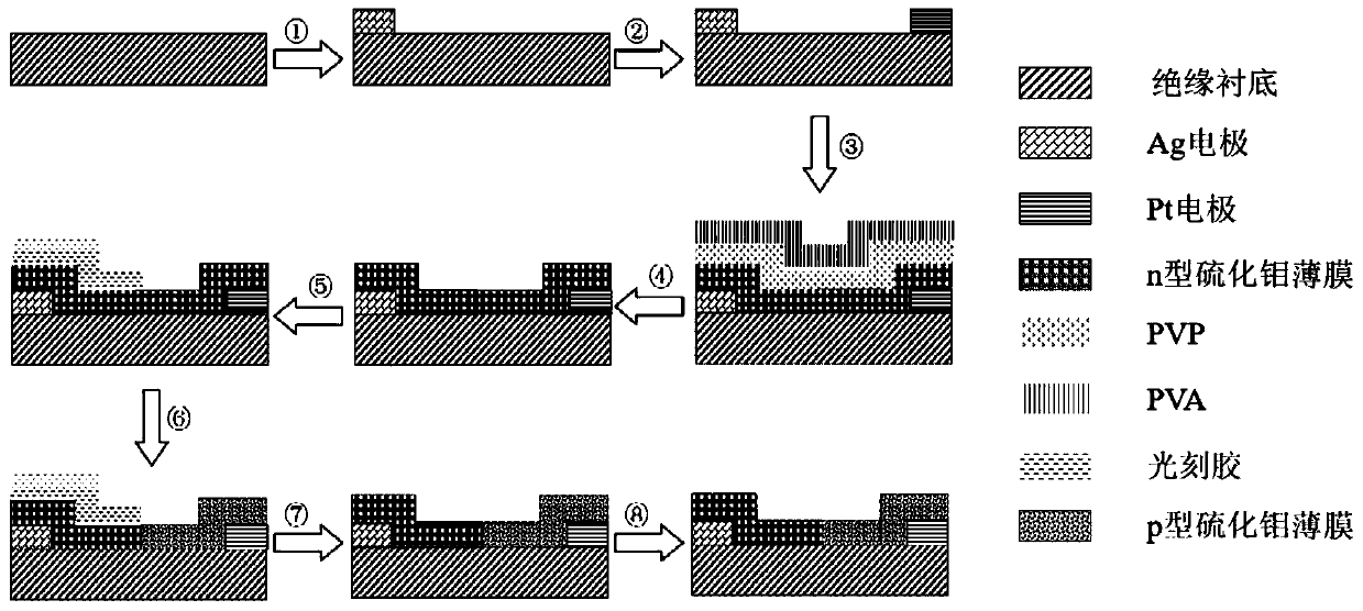 Transition metal chalcogenide lateral homojunction solar cell and preparation method thereof