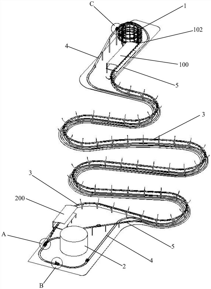 Amusement tubular slideway vehicle transporting system