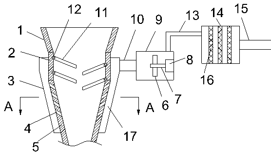 Environment-friendly grain processing and discharging device with dust removal function