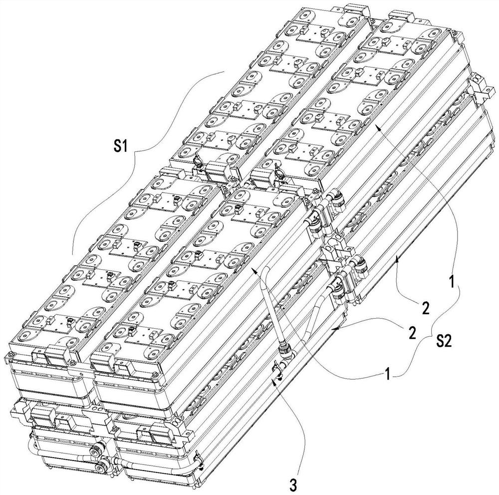Liquid cooling system of double-layer module and battery pack