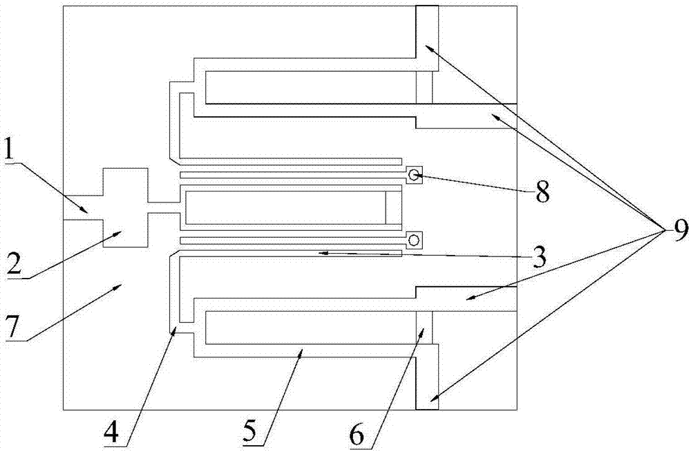 Four way filtering-type power divider based on three-line coupling structures