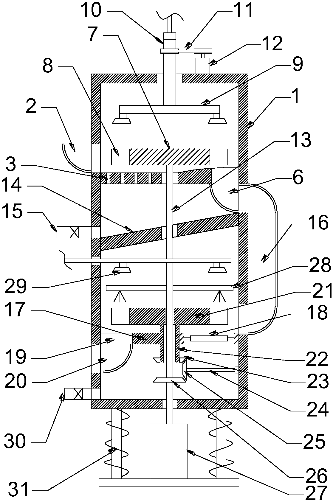 Vertical multilayer potato cleaning device