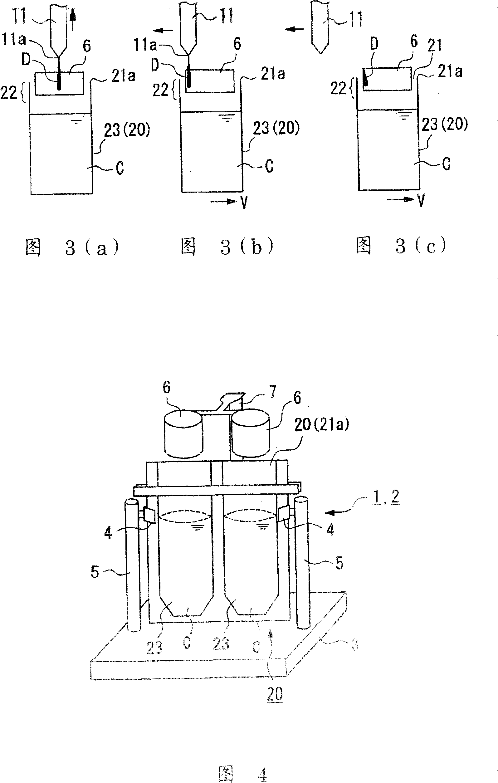 Filling device and method