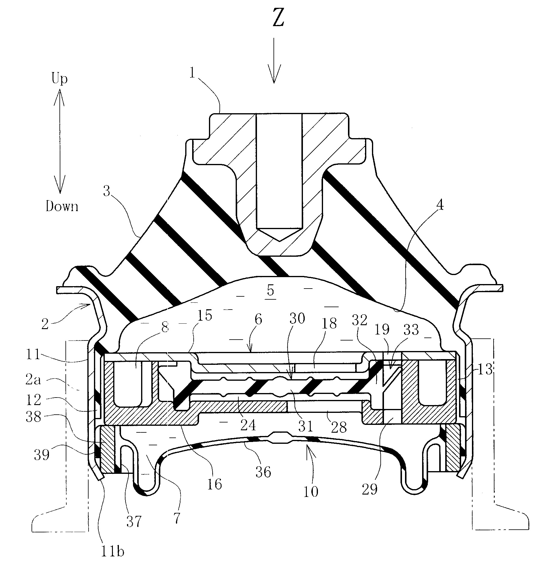 Liquid sealed vibration isolating device