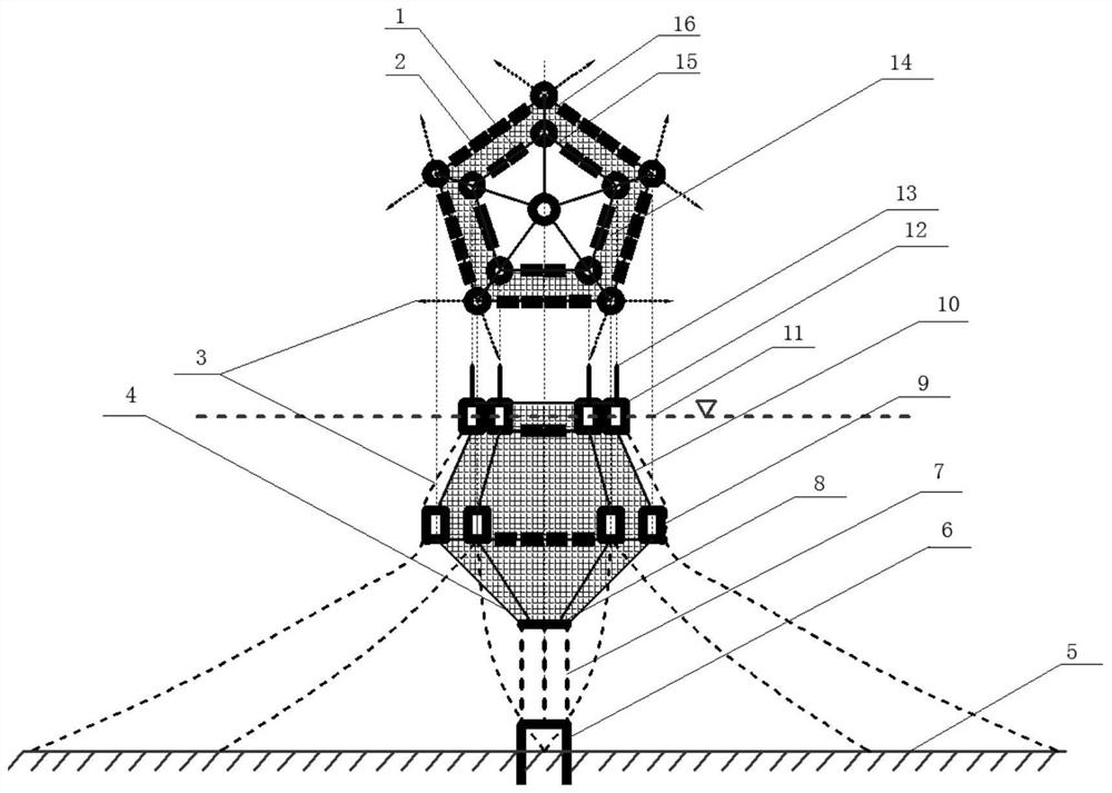 An installation method of tension-type modular combination deep-water culture net cage