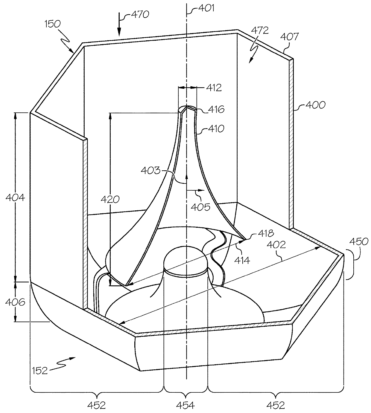 Cell structure for use in an acoustic panel, and methods of producing the same