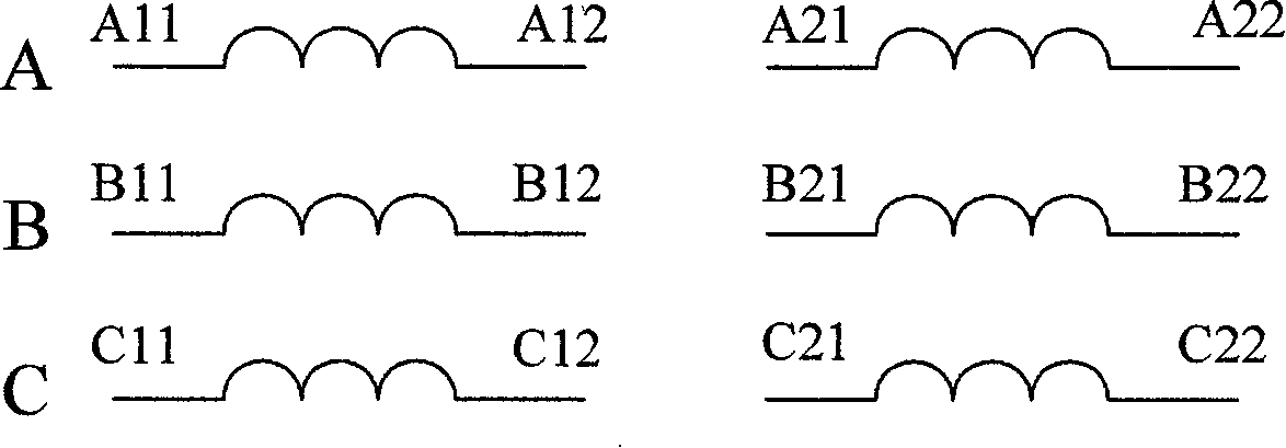 Electric motor winding with pole and power variable combination