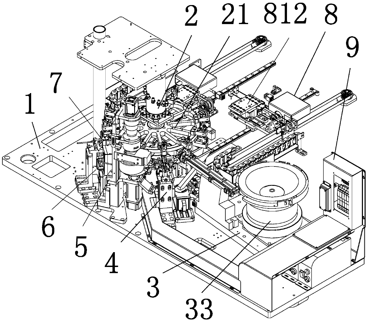 Rotating disc type chip feeding device and core feeding method