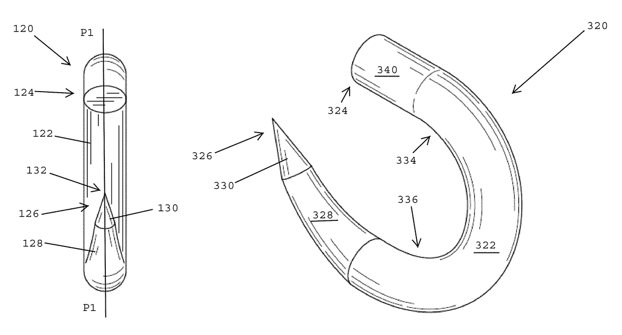 Curved surgical fasteners for securing prosthetic devices to tissue