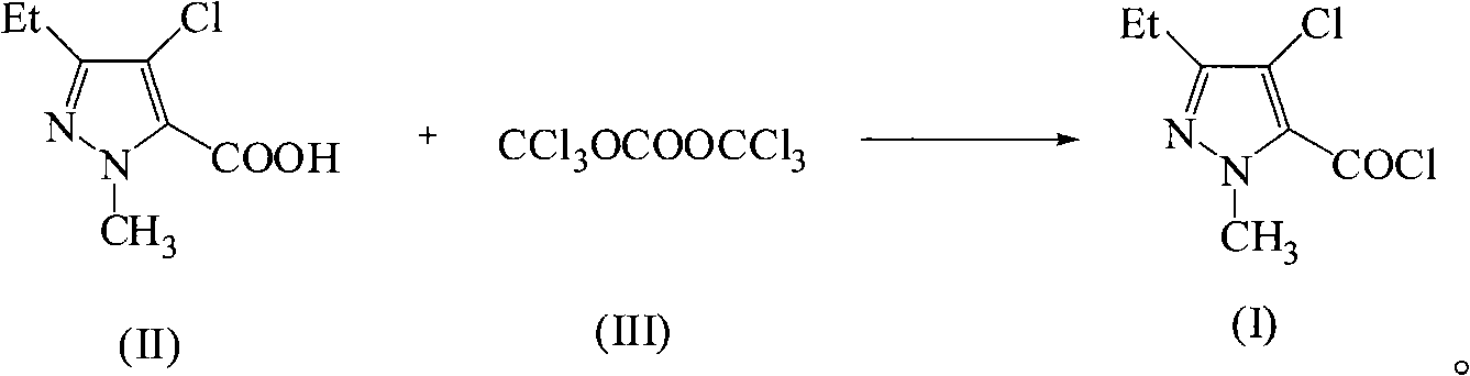 Green synthetic method for methyl-3-ethyl-4-chlorin-5-pyrazol formyl chloride