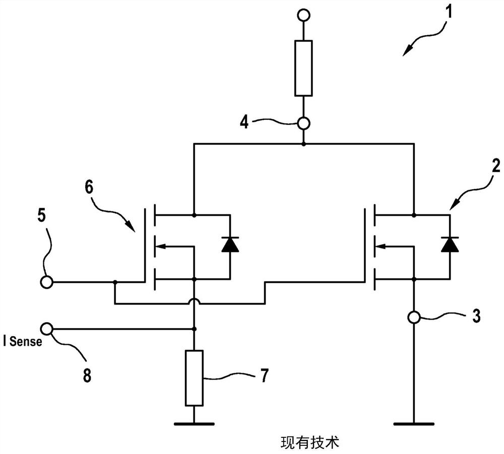 Semiconductor component with first temperature measuring element and method for determining a current flowing through the semiconductor component