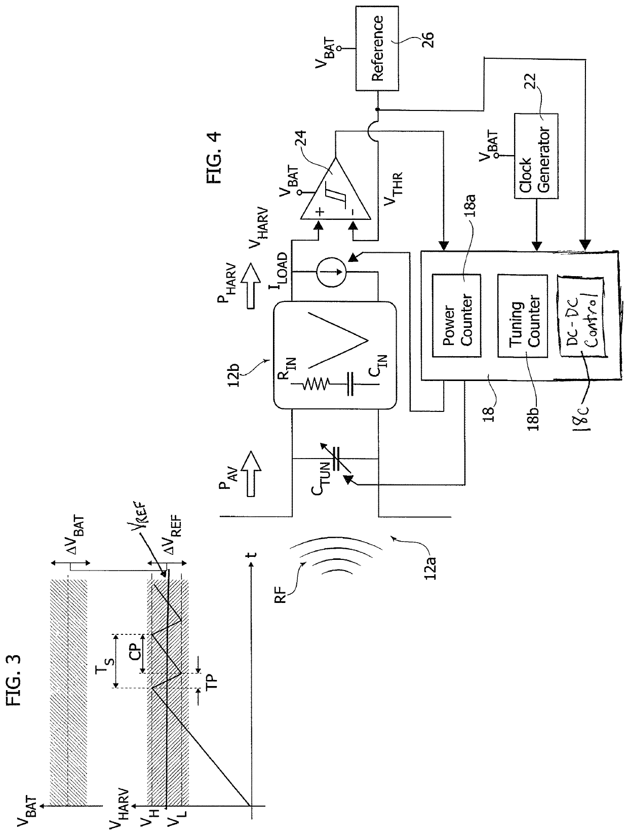 Method of harvesting radio-frequency energy, corresponding circuit and device