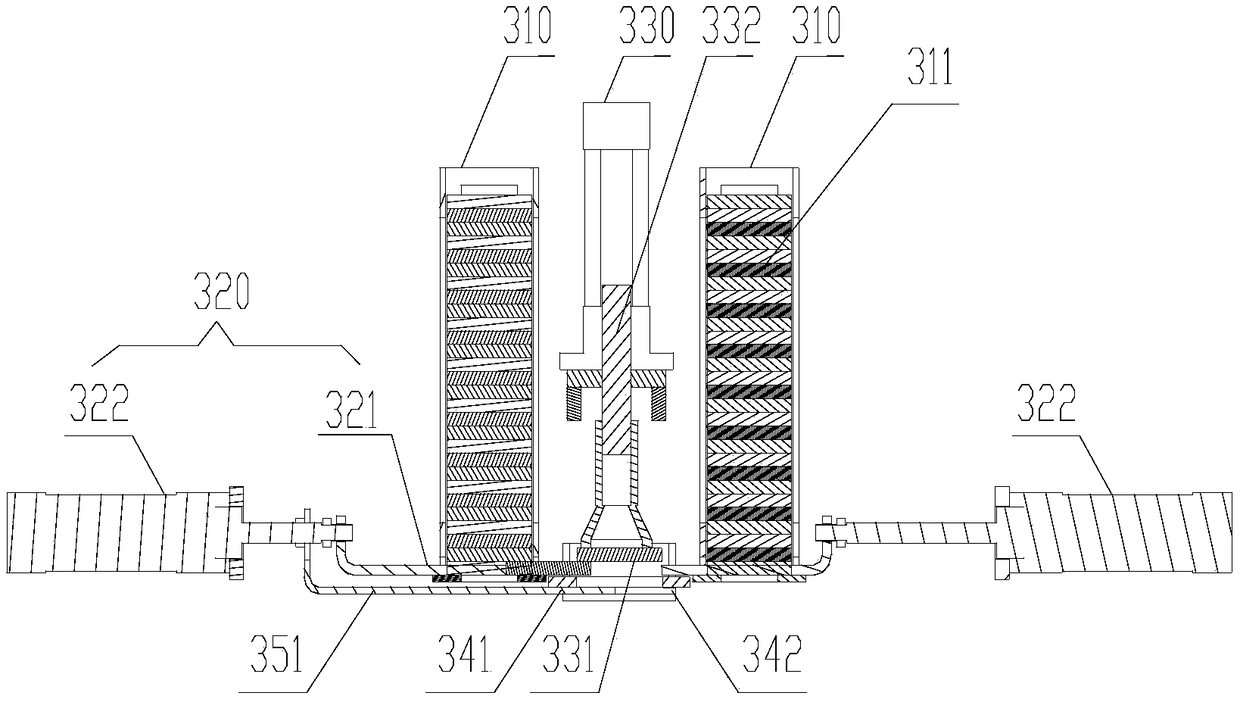 A kind of tiling device and tiling production system