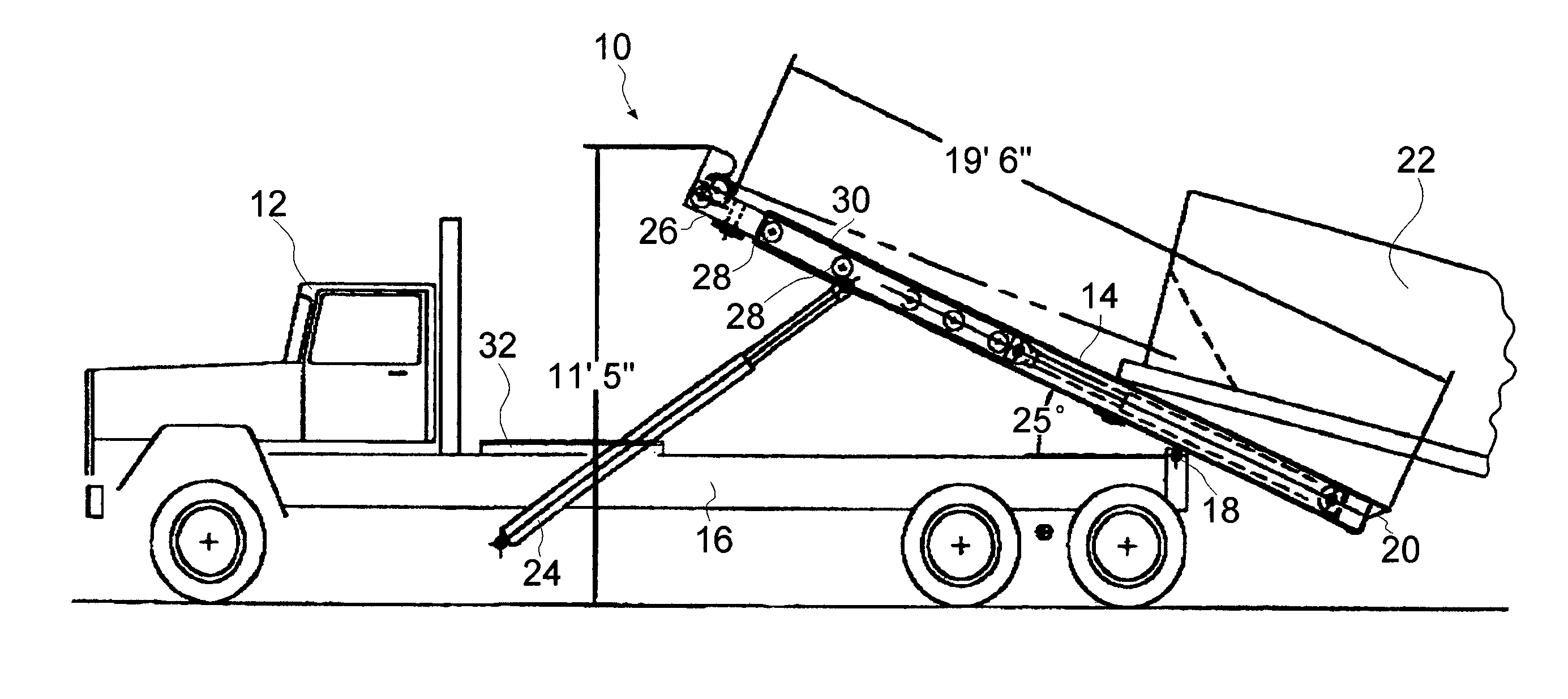 Roll off hoist with front retractable loading frame