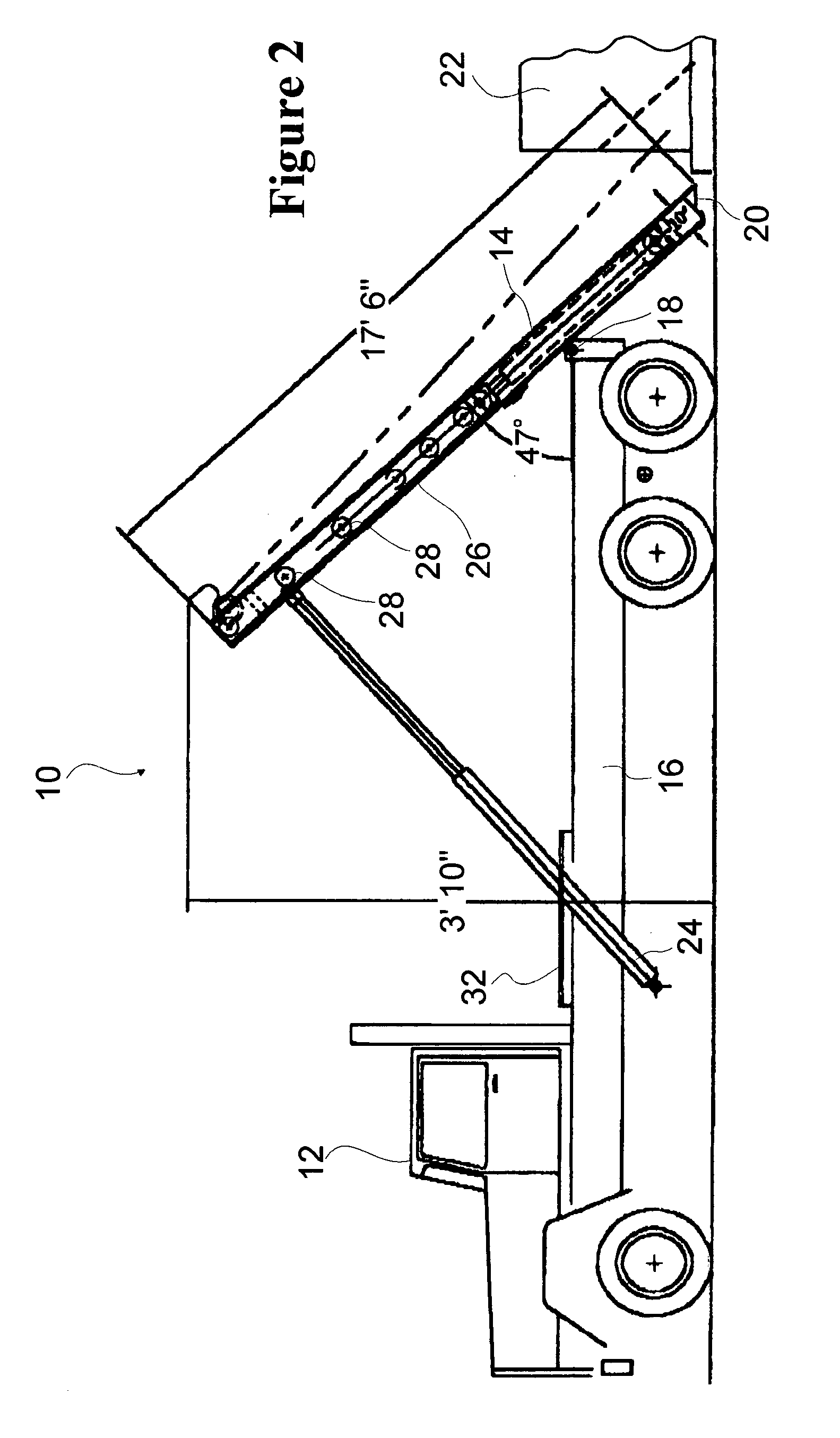 Roll off hoist with front retractable loading frame