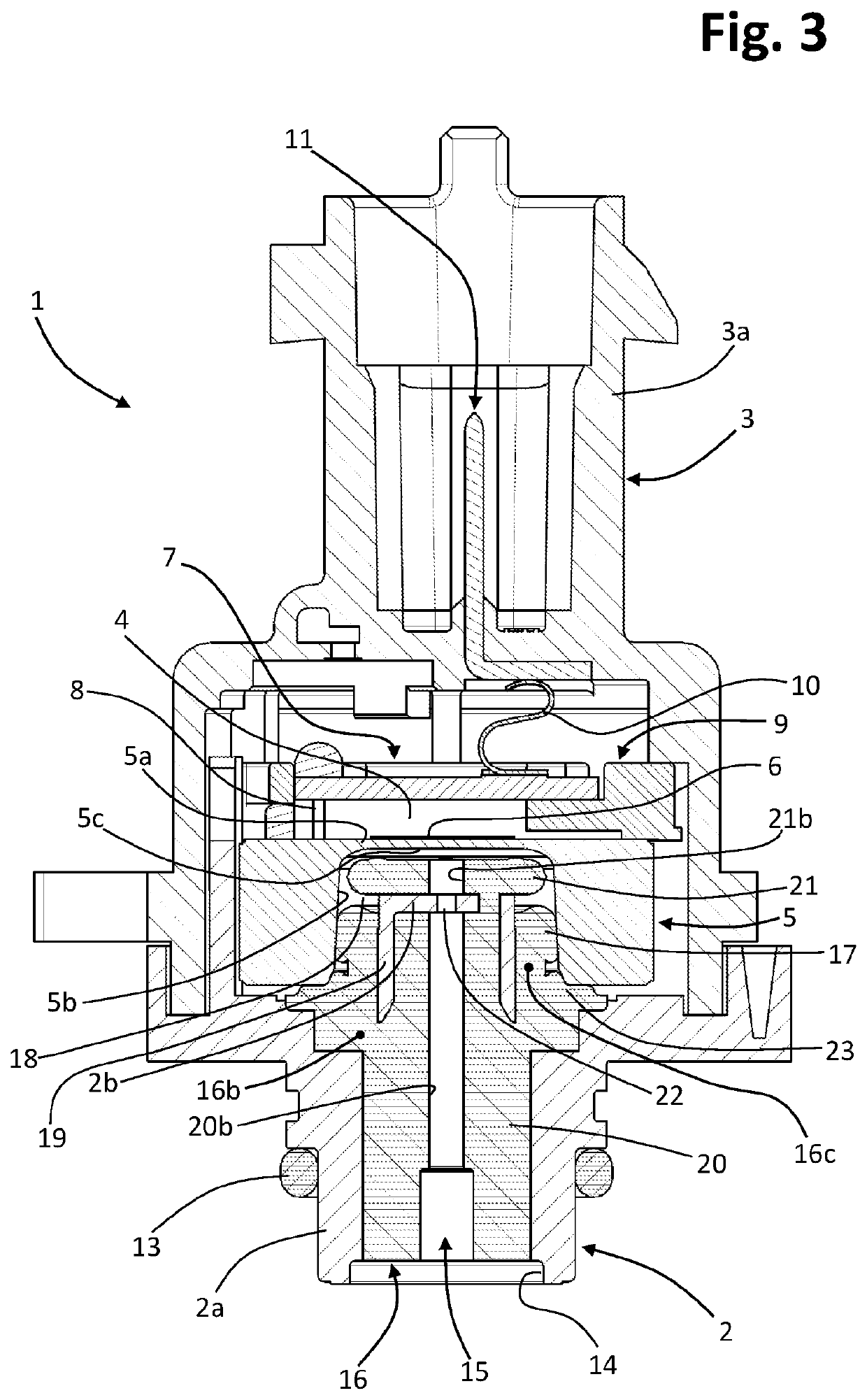 Pressure sensor including overmolded element(s) for securing positioning