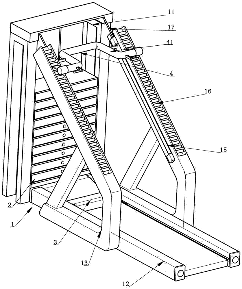 A standing vertical splits exercise machine