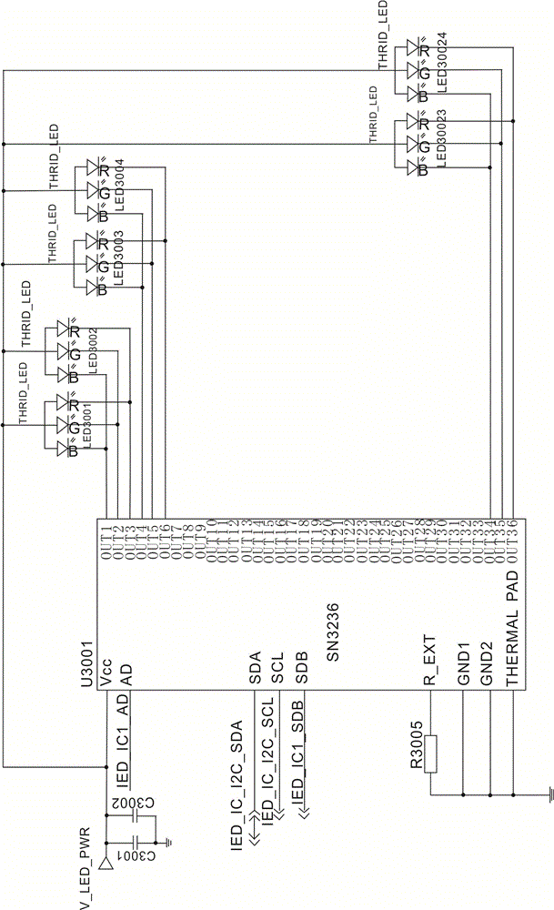 Three-color lamp color transformation control method