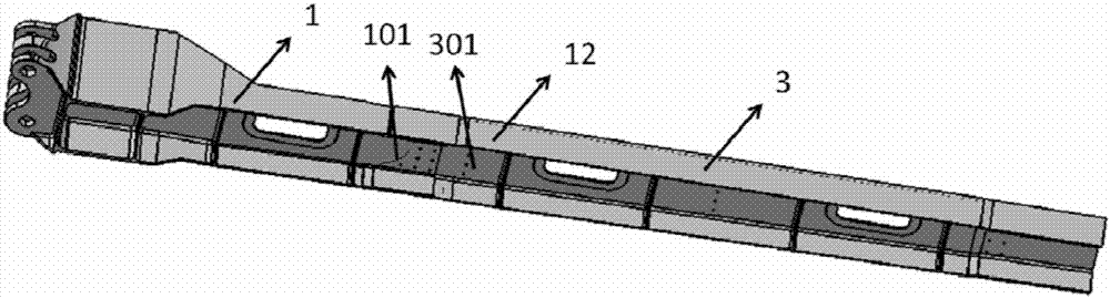 Composite material wing integrated fuel tank structure