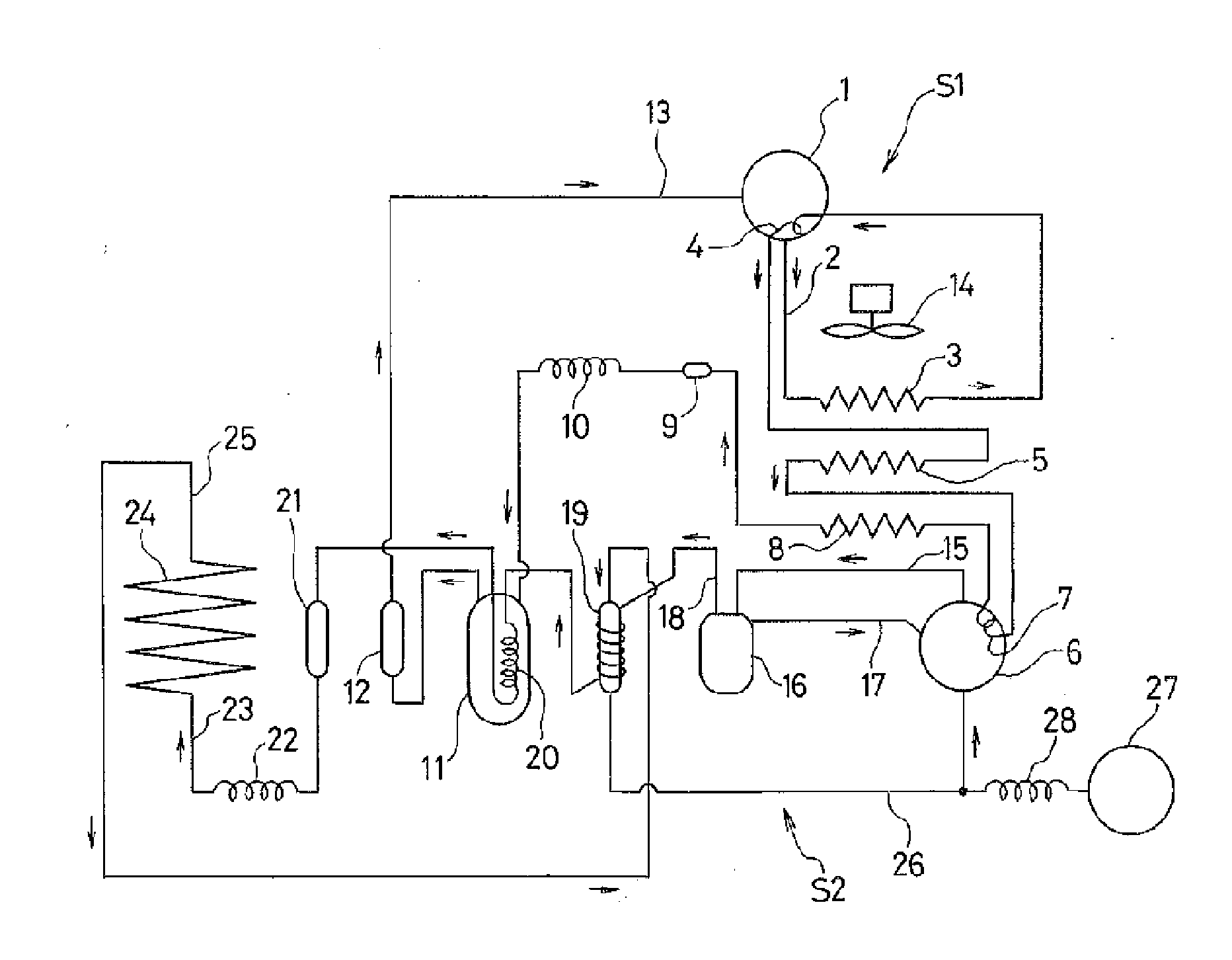 Binary refrigerating apparatus