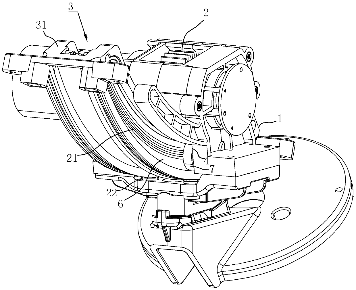 Intelligent robot, pitching mechanism and transmission structure thereof