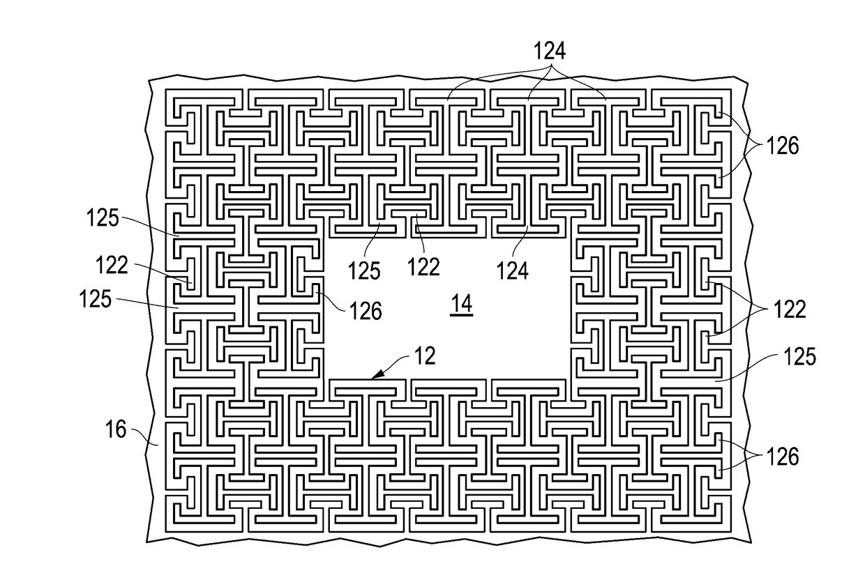 Electronic device including a conductive structure surrounded by an insulating structure and a process for forming the same