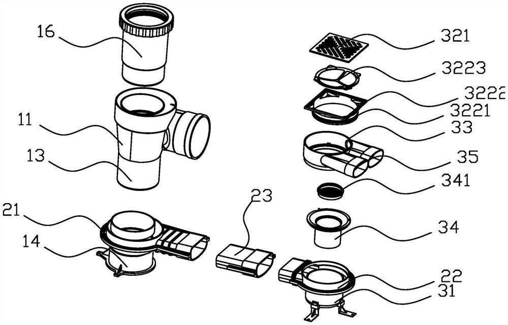 A bathroom drainage collection system