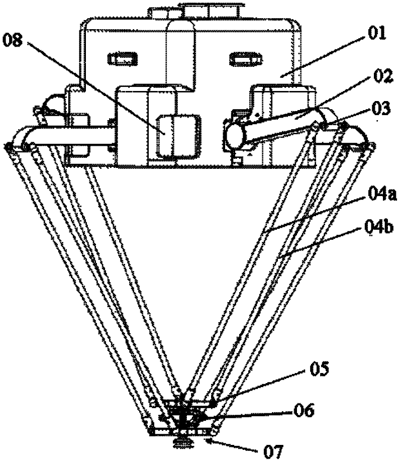 Three-movement one-rotation four-freedom double-movable-platform parallel mechanism