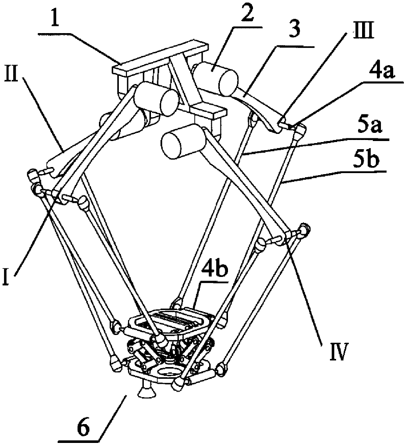 Three-movement one-rotation four-freedom double-movable-platform parallel mechanism