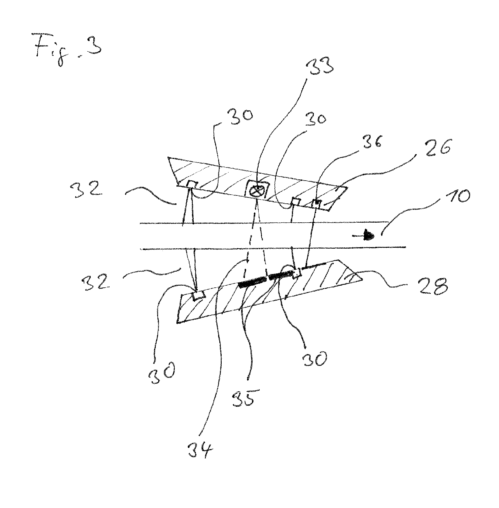 Method and device for contactless determination of the thickness of a web of material, including correction of the alignment error