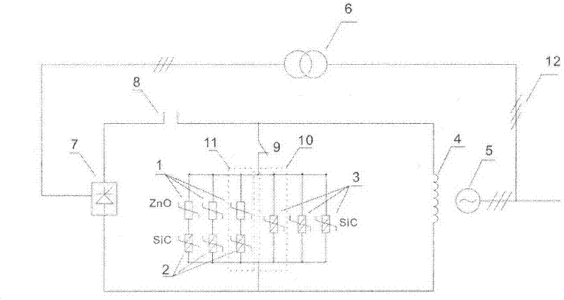 ZnO and SiC composite circuit for generator rotor de-excitation and overvoltage protection