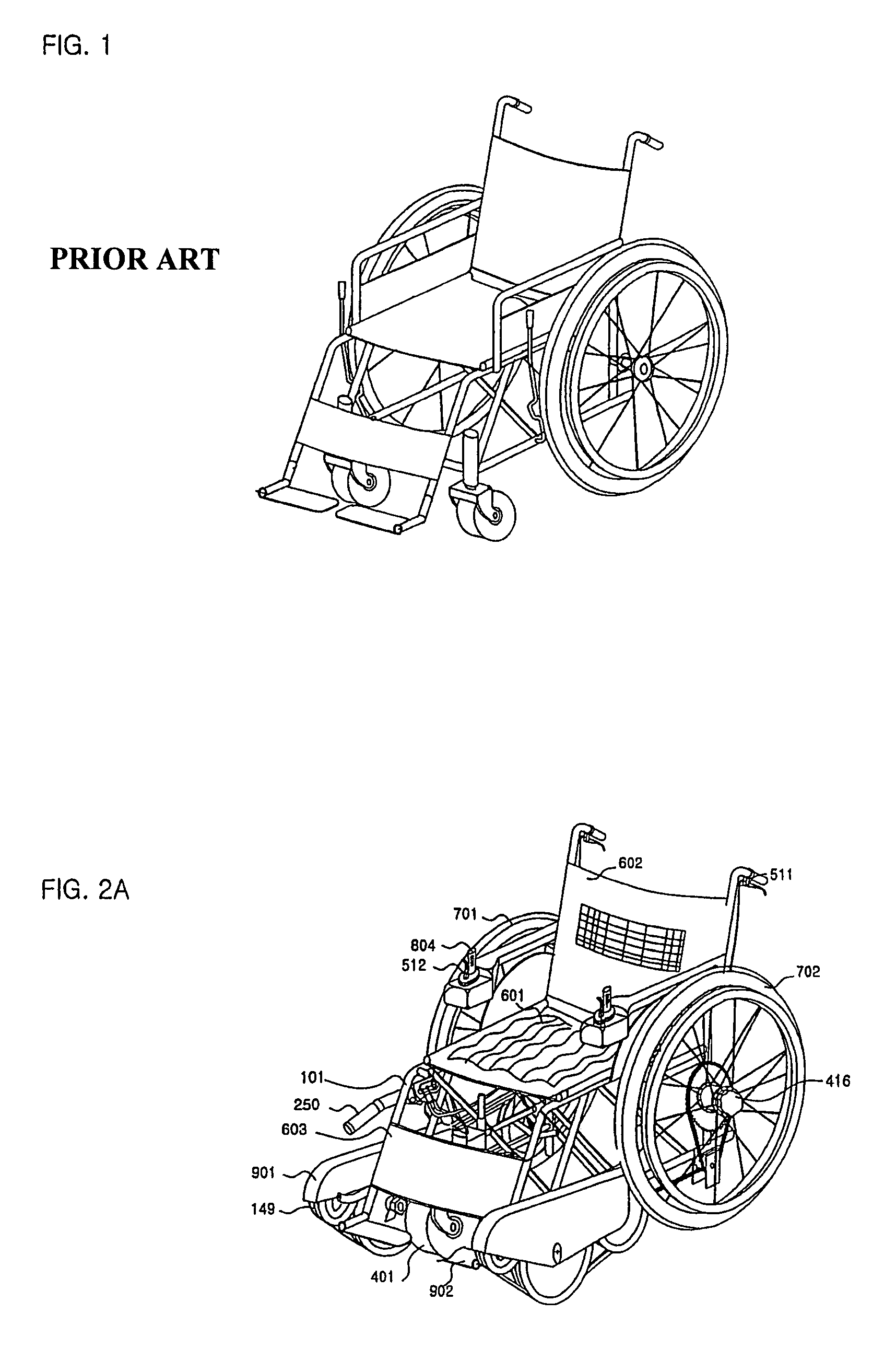 Wheelchair with forced driven front caterpillar wheels