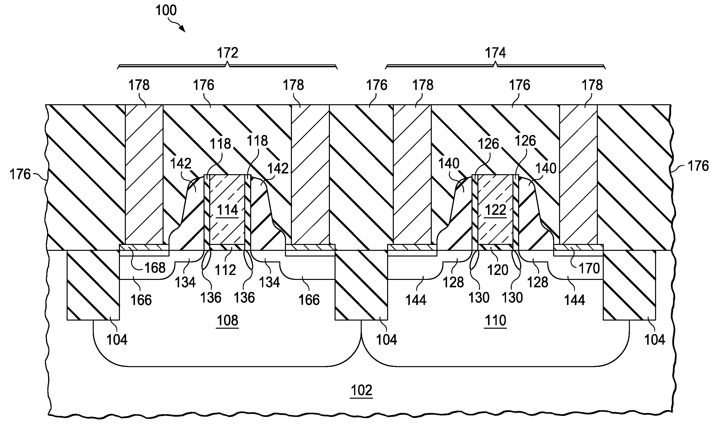 HIGH THRESHOLD NMOS SOURCE-DRAIN FORMATION WITH As, P AND C TO REDUCE DAMAGE