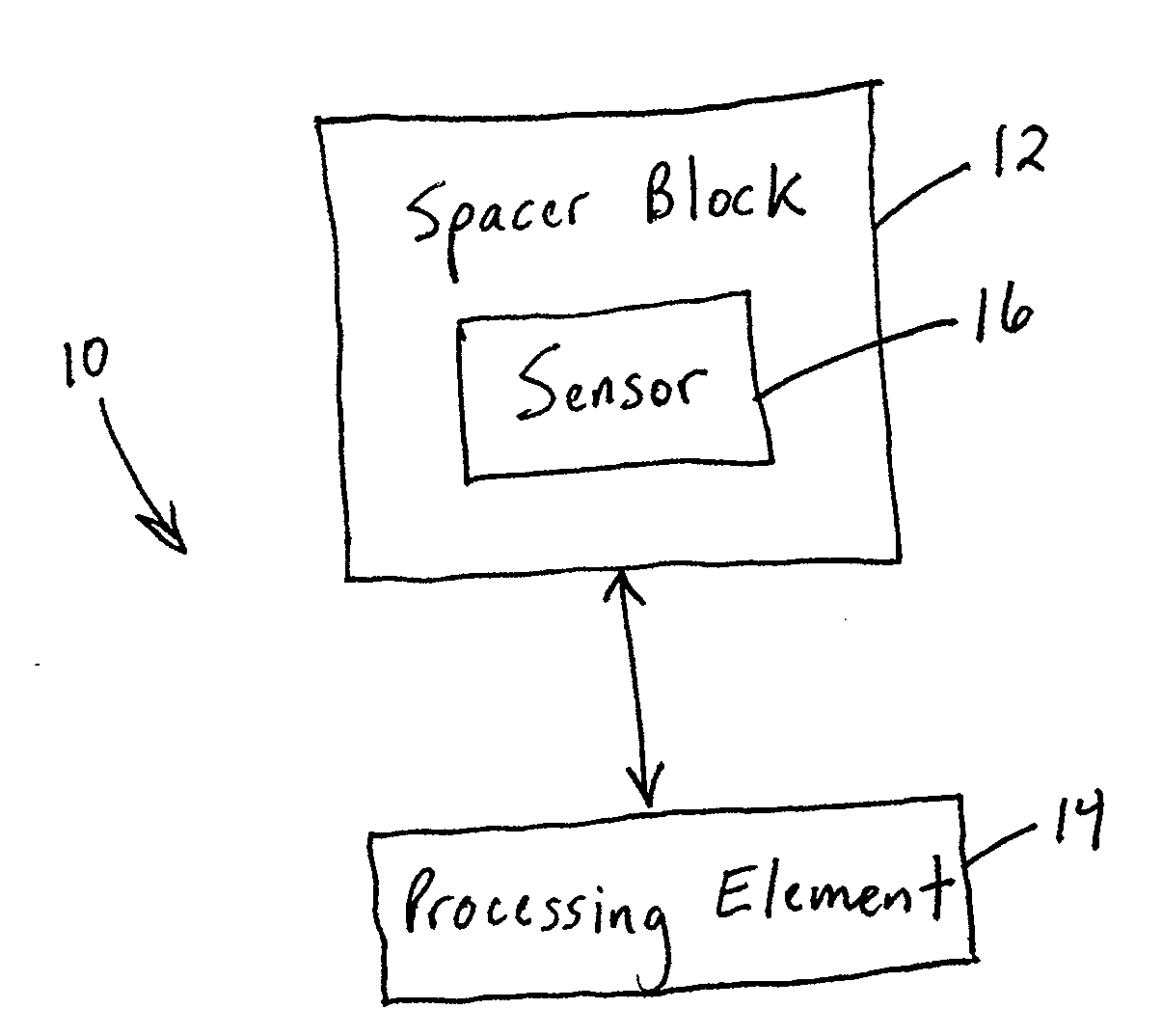 Spacer block with sensor for total knee arthroplasty