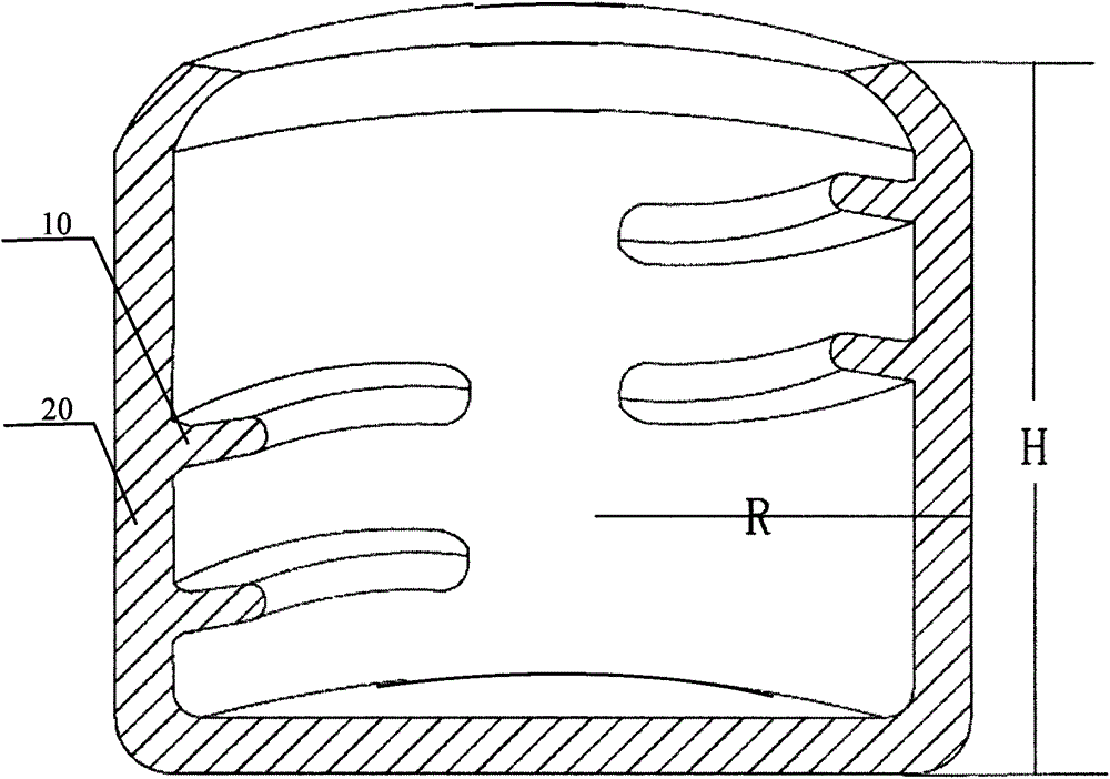 Glass wool pulping device with guide spirals inside