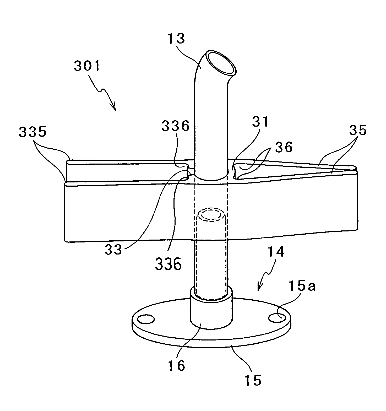 Tube fixing structure and fixing member used therefor