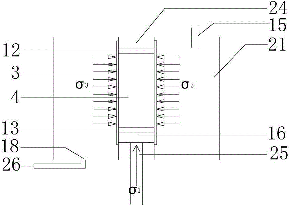 Critical permeating gas pressure test device and test method for water-saturated stratum tunnel face soil under three-dimensional stress