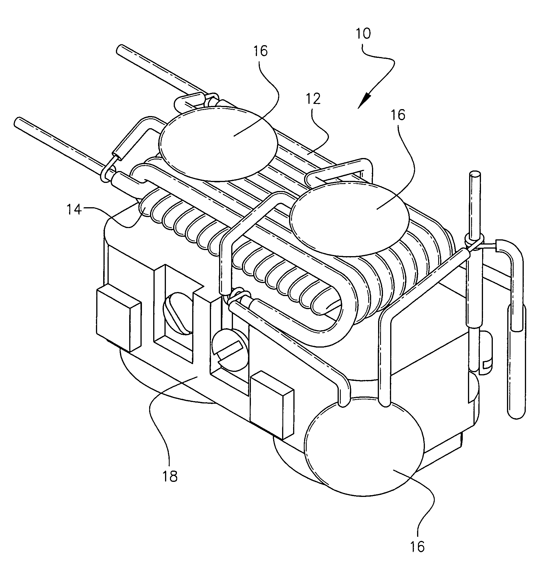 Non-ferrous surge biasing coil having multiple pairs of coils positioned at angles to one another