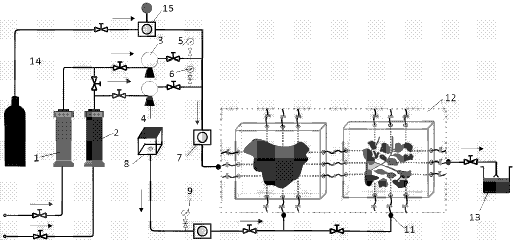 Carbonatite fracture-cave type reservoir displacement physical model combination method and experiment device