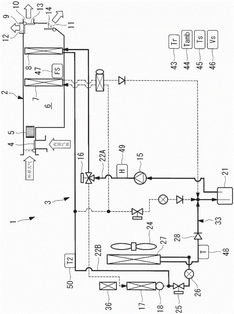 Heat-pump-type vehicle air conditioning system and defrosting method thereof