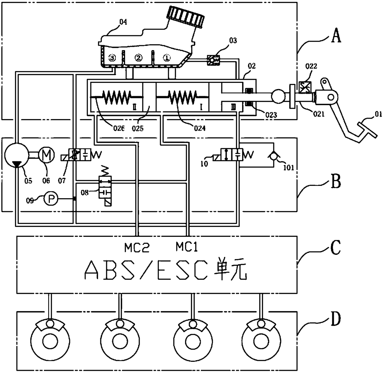 Hydraulic power-assisted braking system and control method thereof