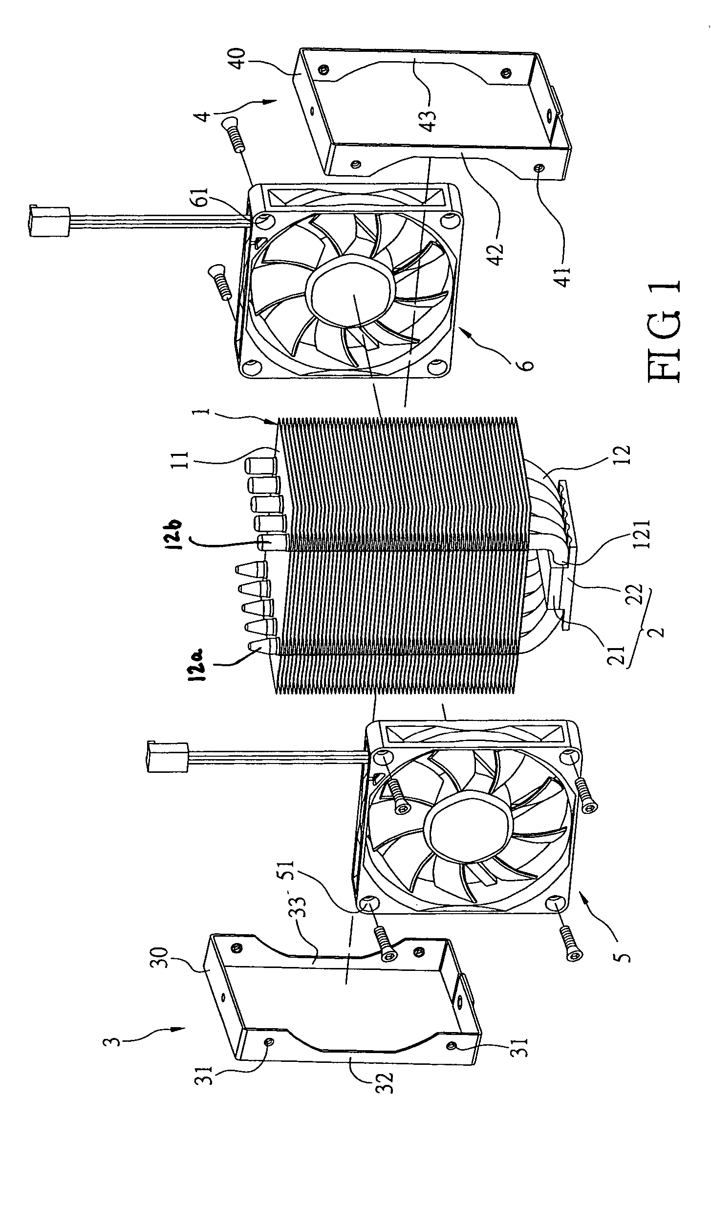 Heat dissipation module with a pair of fans