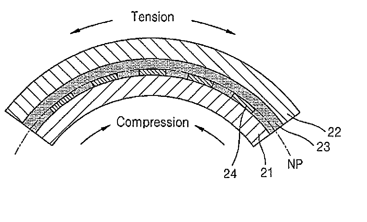 Flexible touch screen panel and flexible display apparatus including the same