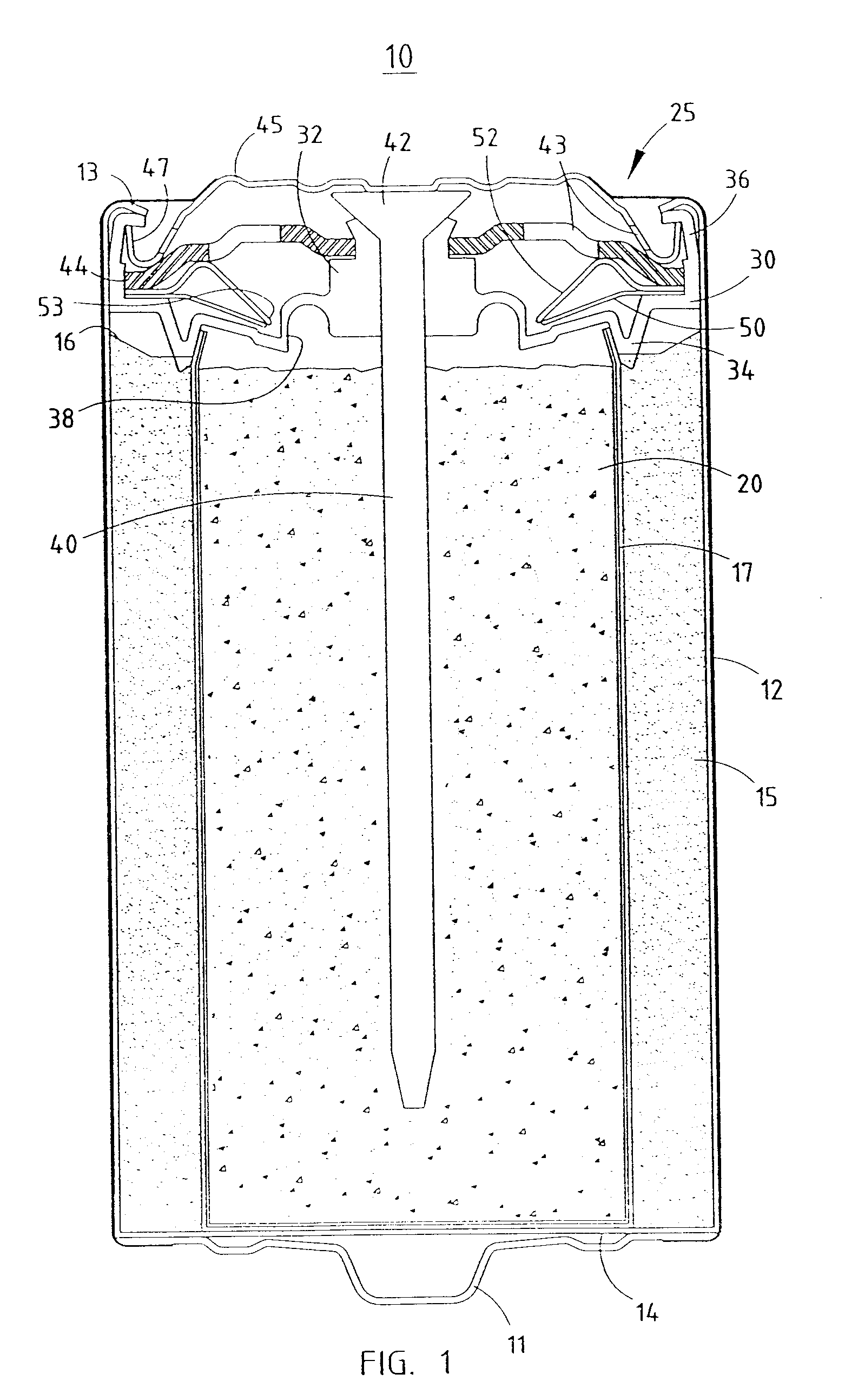 Battery constructions having increased internal volume for active components