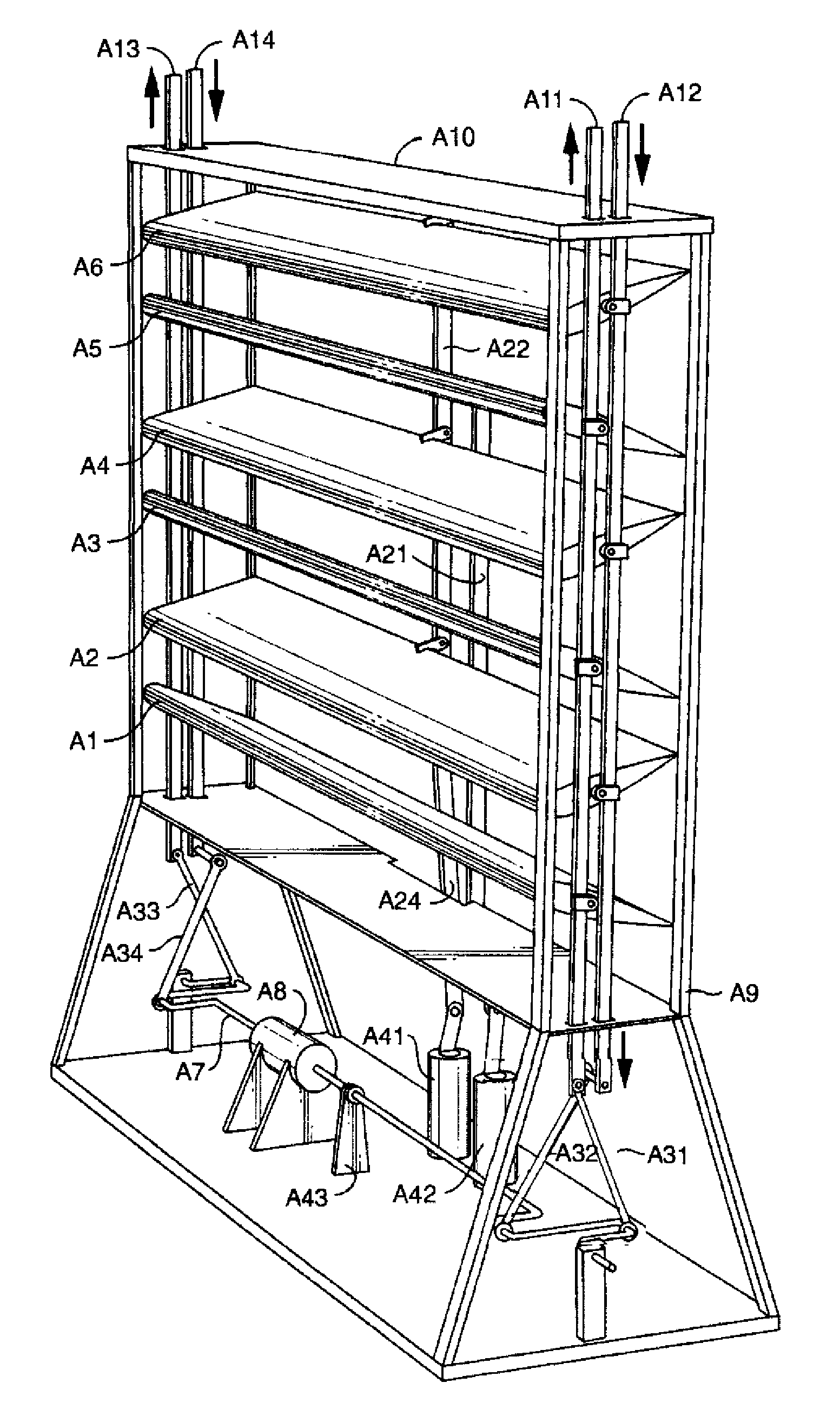 Reciprocating wind-powered transducer employing interleaved airfoil arrays